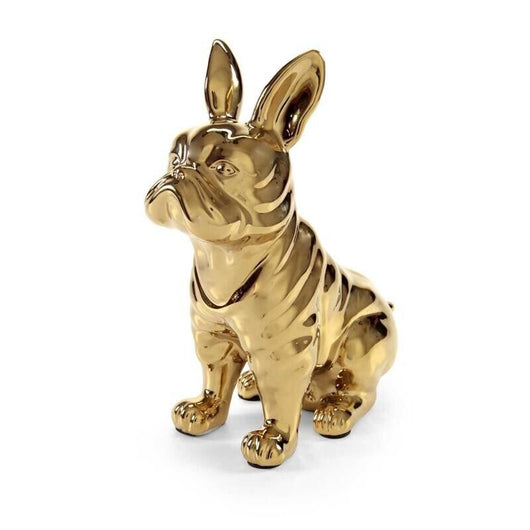 STATUA DECORATIVA BULLDOG FRANCESE 24X12X30 CM IN COLORE ORO