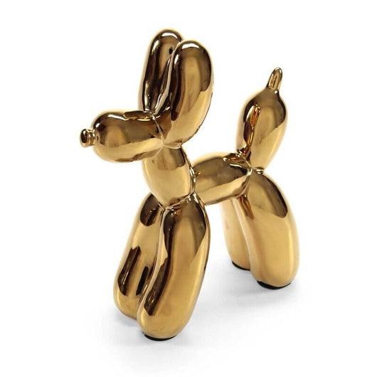 STATUA DECORATIVA A CANE A PALLONCINO 22X10X27 CM IN COLORE ORO