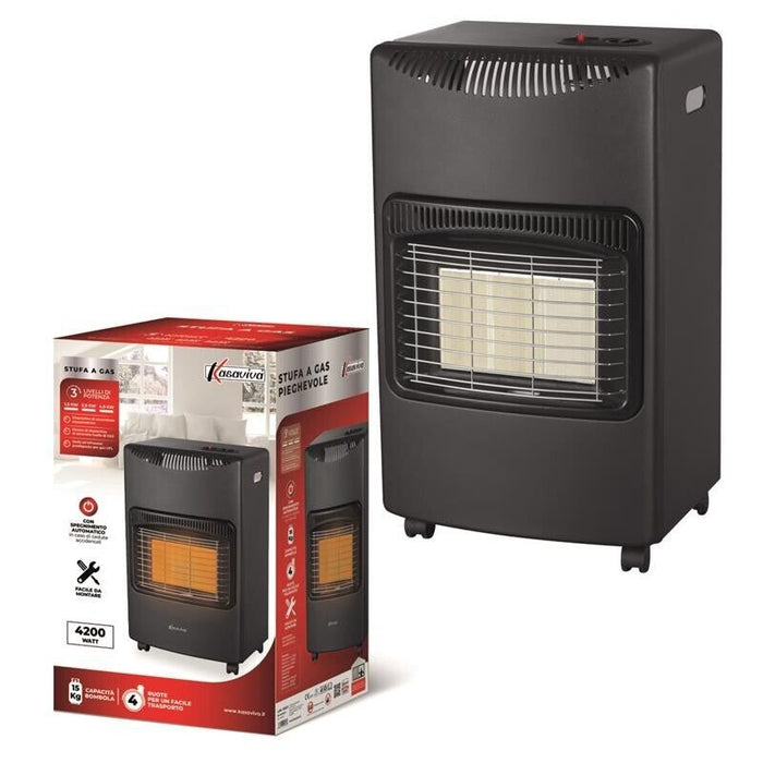 STUFA A GAS PIEGHEVOLE 4200 WATT 3 LIVELLI DI POTENZA COLORE NERO