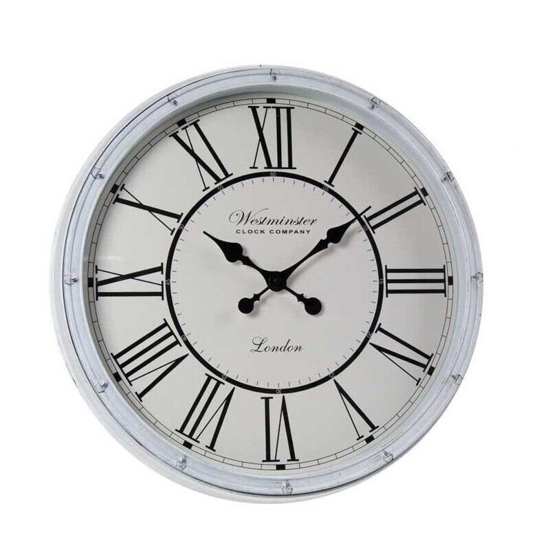 OROLOGIO DA PARETE IN PLASTICA E VETRO CON NUMERI ROMANI 50X5 CM BIANCO