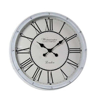 OROLOGIO DA PARETE IN PLASTICA E VETRO CON NUMERI ROMANI 50X5 CM BIANCO