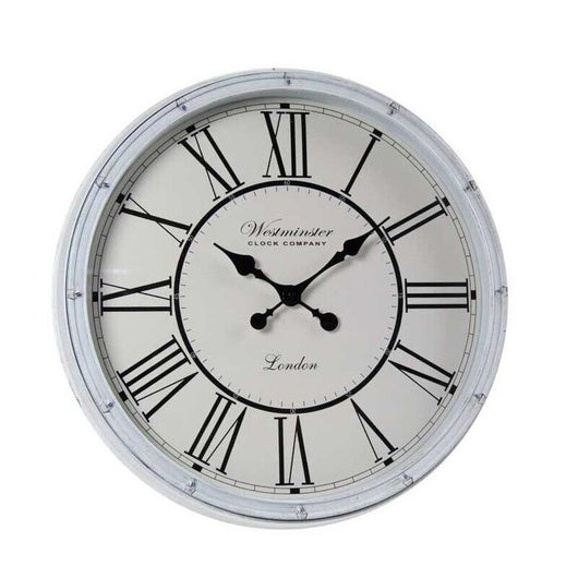 OROLOGIO DA PARETE IN PLASTICA E VETRO CON NUMERI ROMANI 50X5 CM BIANCO