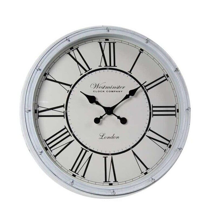OROLOGIO DA PARETE IN PLASTICA E VETRO CON NUMERI ROMANI 50X5 CM BIANCO