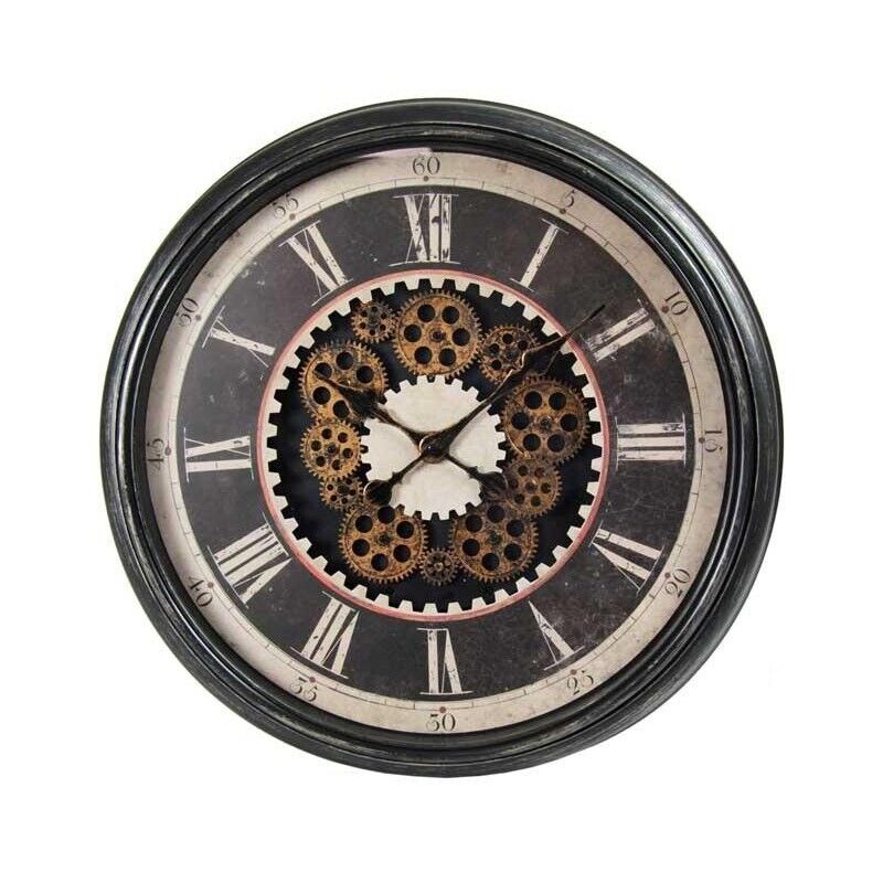 OROLOGIO DA PARETE CON INGRANAGGI IN MOVIMENTO 59X6 MARRONE RUSTICO