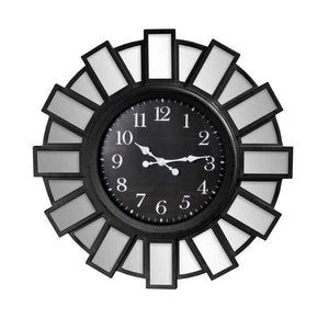 OROLOGIO MAXI DA PARETE STILE MODERNO CON SPECCHI E VETRO 76X6 CM NERO