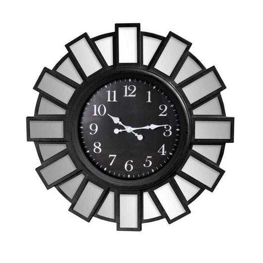 OROLOGIO MAXI DA PARETE STILE MODERNO CON SPECCHI E VETRO 76X6 CM NERO