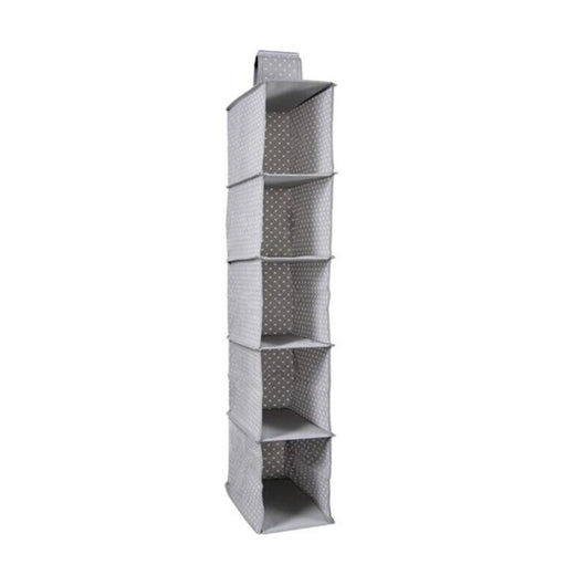 ORGANIZER DA ARMADIO 5 SCOMPARTI IN TESSUTO TNT 90X30X16CM CHIUSURA A STRAPPO DESIGN CUORI