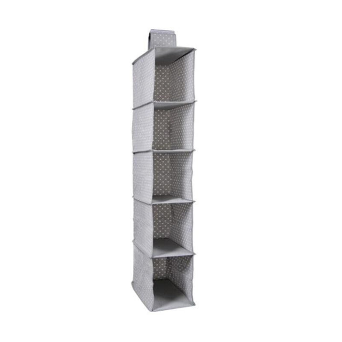 ORGANIZER DA ARMADIO 5 SCOMPARTI IN TESSUTO TNT 90X30X16CM CHIUSURA A STRAPPO DESIGN CUORI