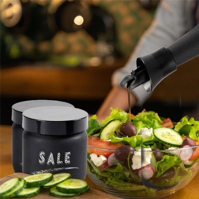 SET DA TAVOLA CON OLIERA, BARATTOLO DI SALE E ZUCCHERO IN VETRO SATINATO NERO