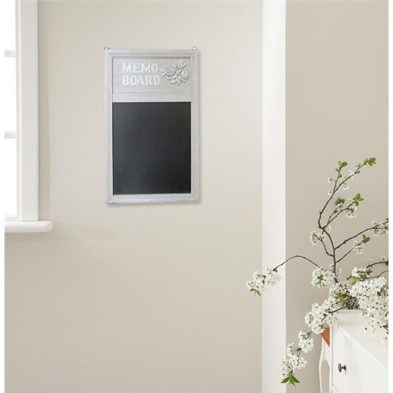 LAVAGNA DA PARETE IN LEGNO RETTANGOLARE  50X30 CM GRIGIA IN STILE SHABBY CHIC