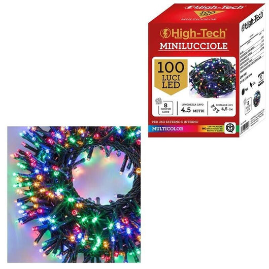 HIGH-TECH FILO CON CAVO ELETTRICO CON 100 LED MULTICOLOR DA 4,5 METRI
