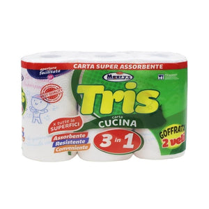 MAURY'S CARTA CUCINA 3IN1 PER TUTTE LE SUPERFICI 18 ROTOLI-6 CONFEZIONI DA 3 PEZZI