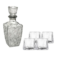 SET BOTTIGLIA DIAMOND IN VETRO DA 1 LITRO CON 4 BICCHIERI DA LIQUORE ROYAL CAPIENZA 150 ML