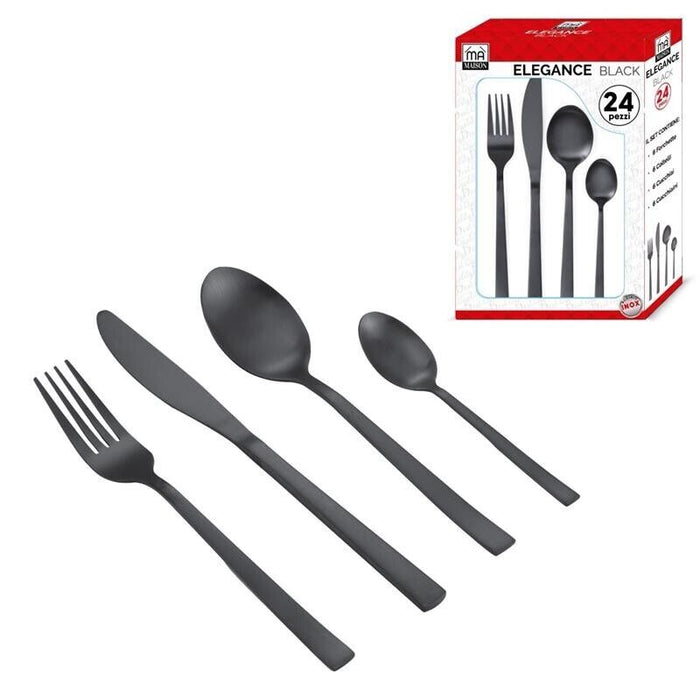 MAURY'S ELEGANCE SET DI 24 POSATE DA TAVOLA COLORE NERO
