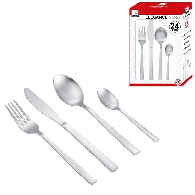 MAURY'S ELEGANCE SET DI 24 POSATE DA TAVOLA COLORE ARGENTO