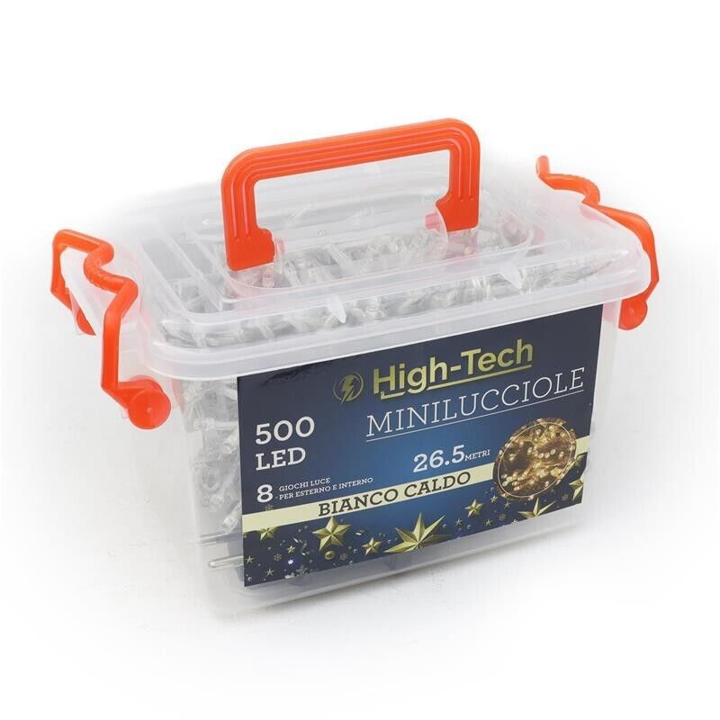 HIGH-TECH LUCI DI NATALE 500 LED BIANCO CALDO DA INTERNO E ESTERNO 26,5 METRI