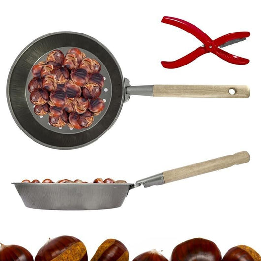 MAURY'S TAGLIA CASTAGNE CON LAMA IN FERRO E CORPO NI PALSTICA + PADELLA A CILINDRO 26 CM