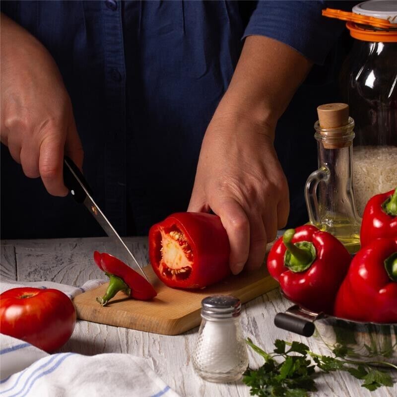 MA MAISON CEPPO IN LEGNO CON 11 COLTELLI + 1 FORBICE CON MANICI COLOR NERO