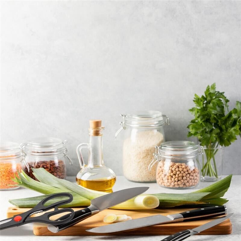 MA MAISON CEPPO IN LEGNO CON 11 COLTELLI + 1 FORBICE CON MANICI COLOR NERO