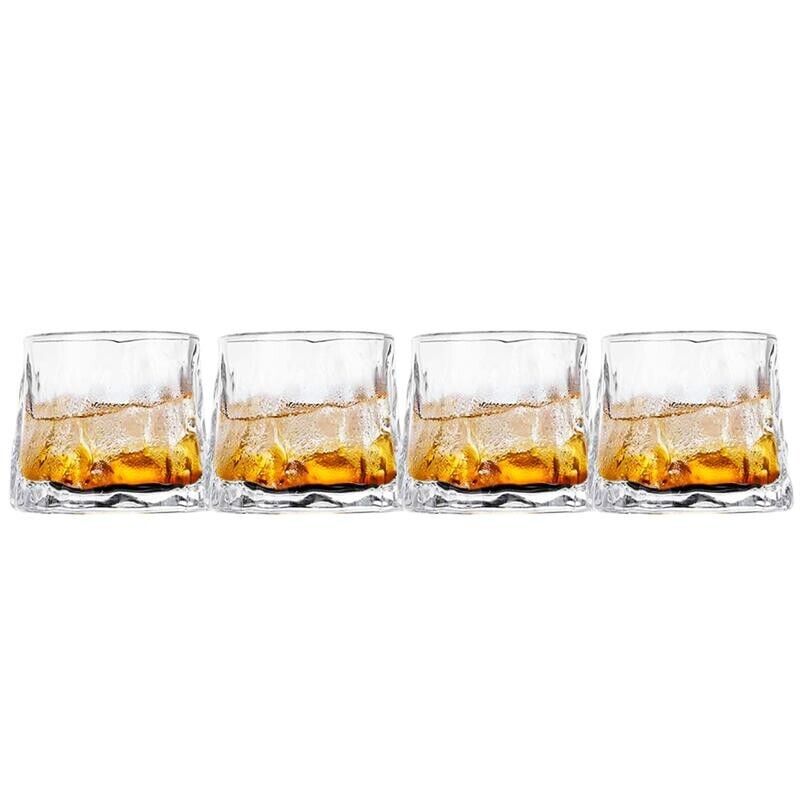 SET BOTTIGLIA CUBO IN VETRO DA 1 LITRO CON 4 BICCHIERI DA LIQUORE ROYAL CAPIENZA 150 ML