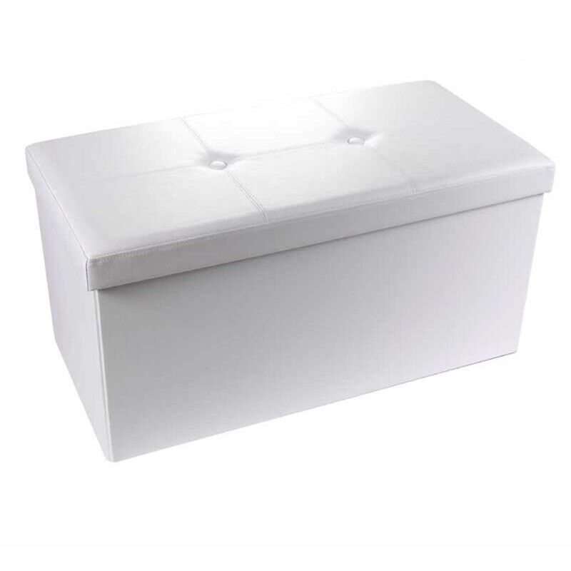 POUF CONTENITORE IMBOTTITO RETTANGOLARE 80X40 CM COLORE BIANCO