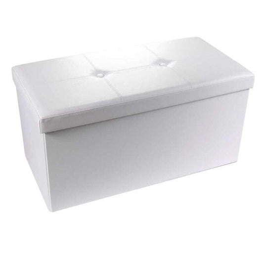 POUF CONTENITORE IMBOTTITO RETTANGOLARE 80X40 CM COLORE BIANCO