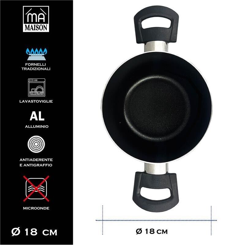 MA MAISON PENTOLA LINEA ALESSIA 18 CM ANTIADERENTE E ANTIGRAFFIO IN ALLUMINIO