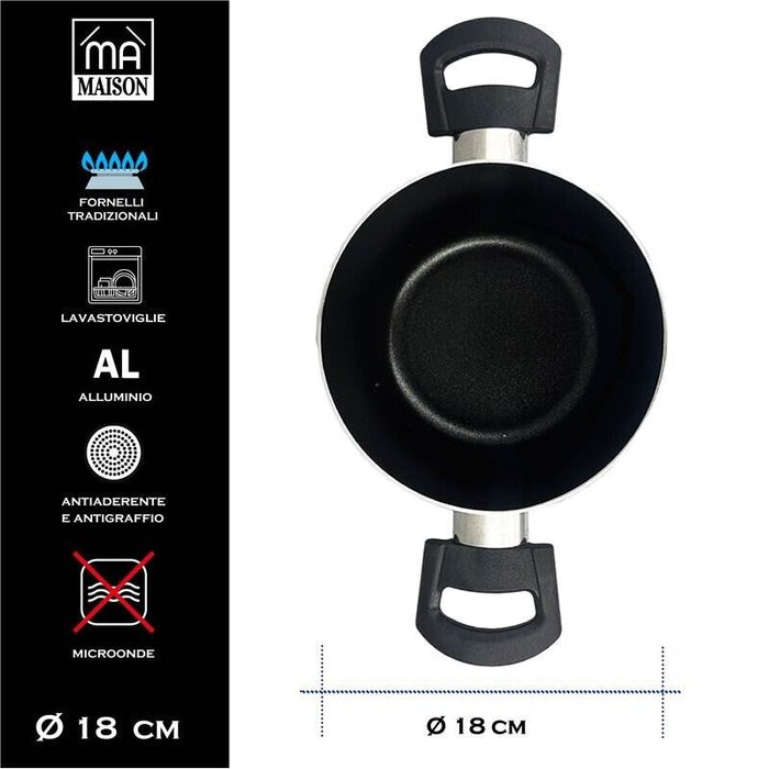 MA MAISON PENTOLA LINEA ALESSIA 18 CM ANTIADERENTE E ANTIGRAFFIO IN ALLUMINIO