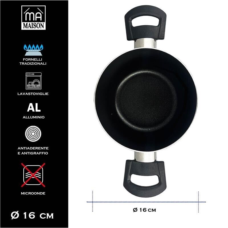 MA MAISON PENTOLA LINEA ALESSIA 16 CM ANTIADERENTE E ANTIGRAFFIO IN ALLUMINIO