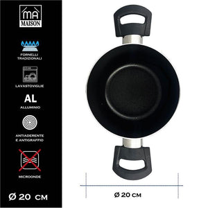 MA MAISON PENTOLA LINEA ALESSIA 20 CM SPESSORE 1.60 MM ANTIADERENTE E ANTIGRAFFIO IN ALLUMINIO