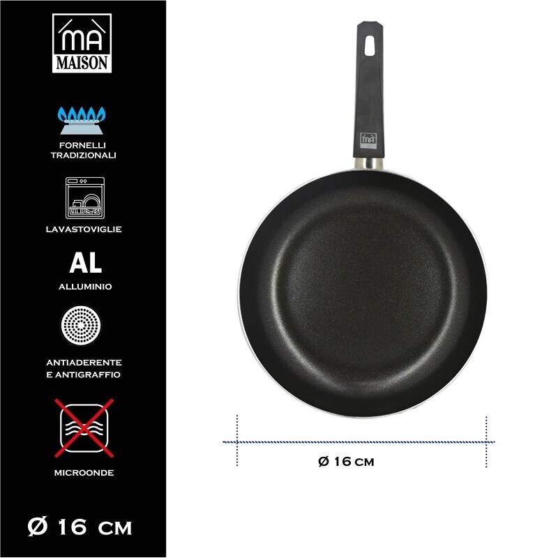 MA MAISON PADELLA LINEA ALESSIA 16 CM SPESSORE 2,20 MM ANTIADERENTE E ANTIGRAFFIO IN ALLUMINIO