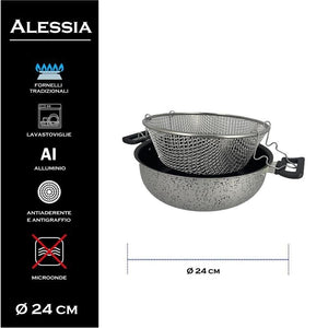 MA MAISON FRIGGITRICE LINEA ALESSIA 24 CM ANTIADERENTE E ANTIGRAFFIO IN ALLUMINIO