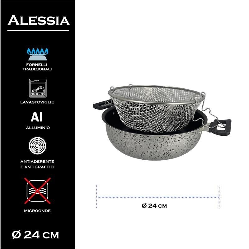 MA MAISON FRIGGITRICE LINEA ALESSIA 24 CM ANTIADERENTE E ANTIGRAFFIO IN ALLUMINIO