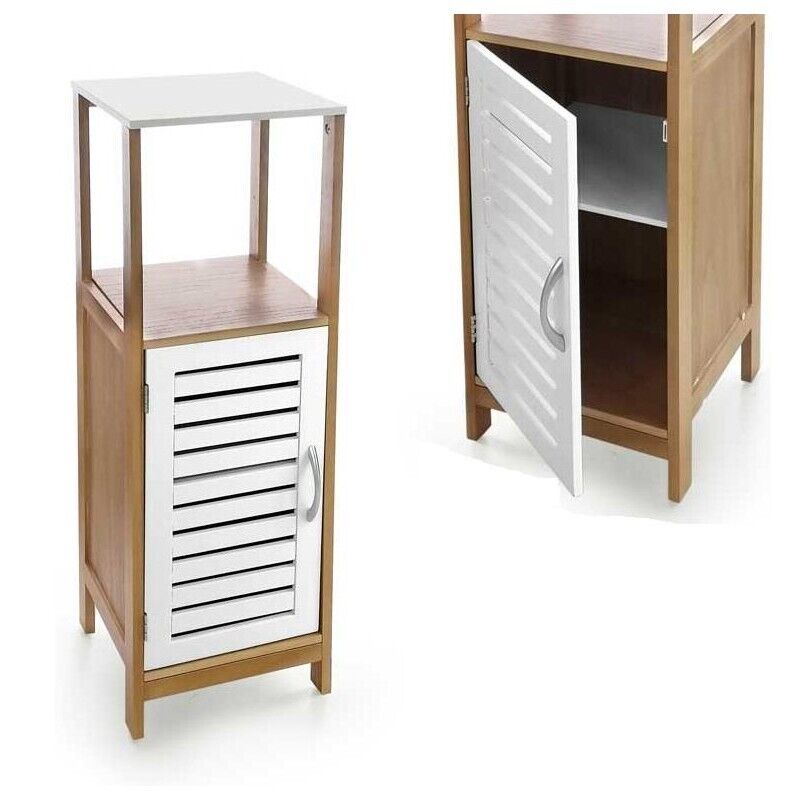 MAURY'S MOBILETTO BAGNO IN LEGNO CON ANTA IN COLOR LEGNO/BIANCO 30X30X96 CM