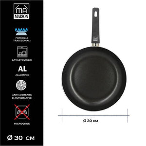 MA MAISON PADELLA LINEA ALESSIA 30 CM SPESSORE 2.20 MM ANTIADERENTE E ANTIGRAFFIO IN ALLUMINIO