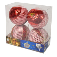 MAURY'S BOX DA 4 PALLE LUX DA 12 CM IN COLORE ROSSO CON PAILLETTES