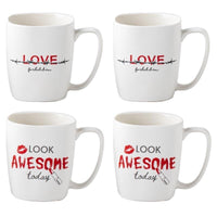 MAURY'S SET 4 TAZZE KISS CON DECORO ASSORTITO DA 390 CC