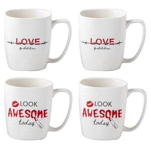 MAURY'S SET 4 TAZZE KISS CON DECORO ASSORTITO DA 390 CC