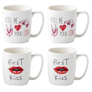 MAURY'S SET 4 TAZZE KISS CON DECORO ASSORTITO DA 390 CC