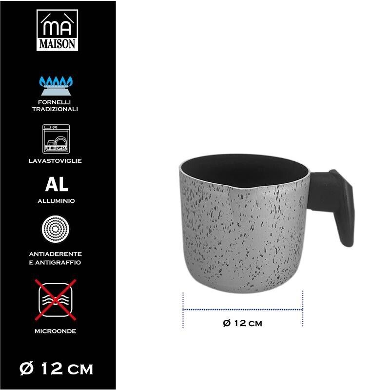 MA MAISON SET 2 TAZZE DA 470 CC + BOLLI LATTE 12 CM SPESSORE 1,50 MM ANTIADERENTE E ANTIGRAFFIO IN ALLUMINIO
