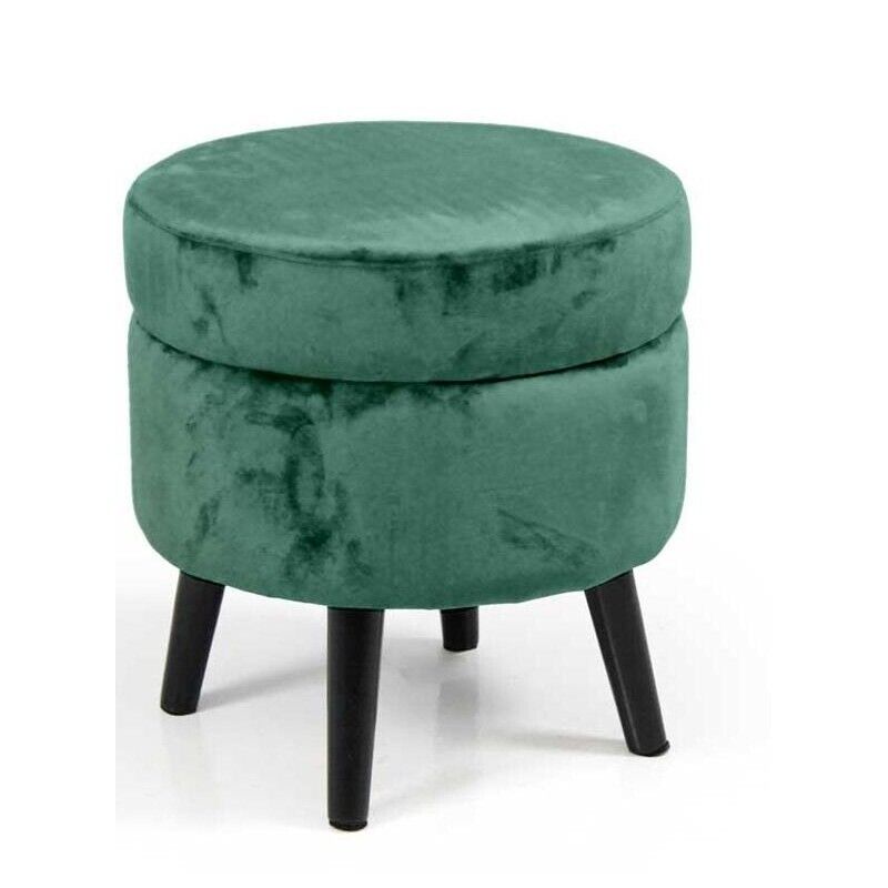 POUF CONENITORE SEDUTA IN VELLUTO E GAMBE NERE 37 X H40 CM COLORE VERDE