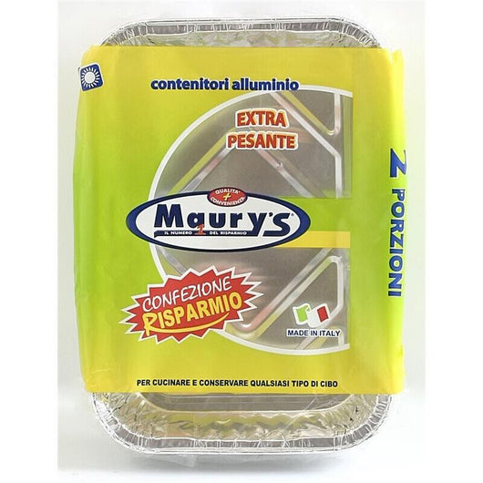 MAURY'S SET DA 8 CONTENITORI RETTANGOLARI IN ALLUMINIO DA 2 PORZIONI