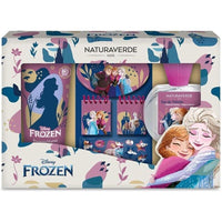 COFANETTO REGALO FROZEN CON PROFUMO, BAGNOSCHIUMA E BLOCK NOTES CON STICKER