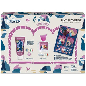 COFANETTO REGALO FROZEN CON PROFUMO, BAGNOSCHIUMA E BLOCK NOTES CON STICKER