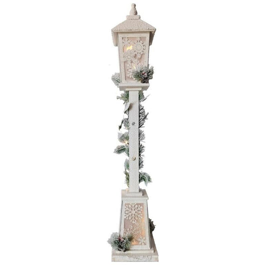 MA MAISON LAMPIONE BIANCO NATALIZIO INNEVATO CON 20 LED 120 H CM