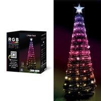 HIGH-TECH ALBERO POP UP PIEGHEVOLE CON 166 LED CM.150 RGB E 16 GIOCHI DI COLORI +TELECOMANDO TRAMITE APP
