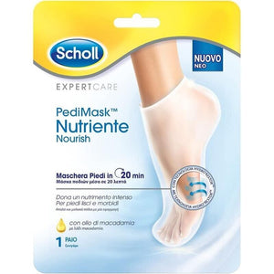 SCHOLL PEDIMASK MASCHERA PIEDI NUTRIENTE CON OLIO DI MACADAMIA 1 PAIO DI CALZINI IDRATANTI