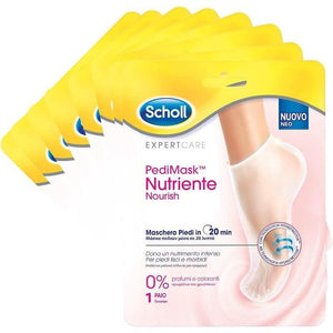 SCHOLL PEDIMASK MASCHERA PIEDI NUTRIENTE CON OLIO DI MACADAMIA 0% PROFUMI E COLORANTI 8 CONFEZIONI DA 1 PAIO DI CALZINI
