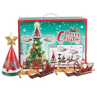 PUNTALE PER ALBERO DI NATALE CON SLITTE  CON LUCI E SUONI