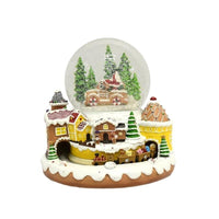 MA MAISON PALLA DI NEVE IN VETRO CON MUSICA E MOVIMENTO TRENO SFERA NATALIZIA 24X24X24 CM